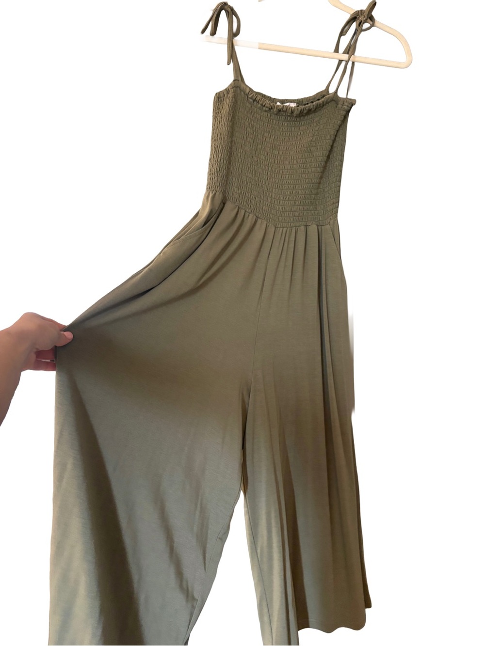 Jack by BB Dakota Olive Green Wide-Leg Jumpsuit with Tie Straps - Picture 3 of 3